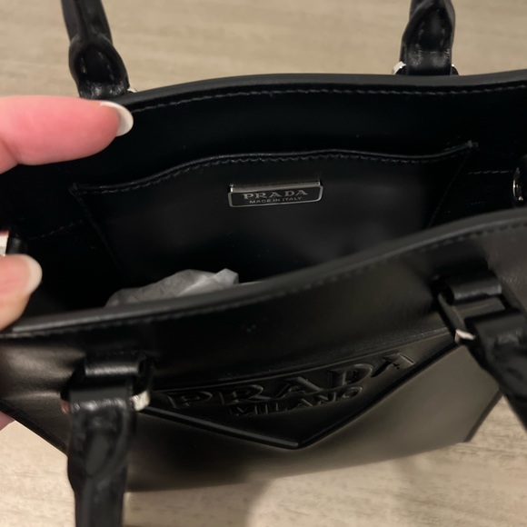 PRADA Soft Calf Leather Mini Logo Handbag Satchel - Picture 4 of 9